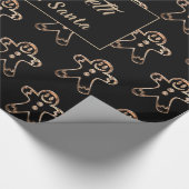 Cute Gingerbrood Man Black and Gold Kerstmis Cadeaupapier (Hoek)