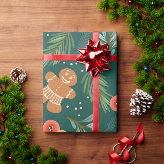 Cute Gingerbrood Man Boy Kerstcountry Cute Cadeaupapier (Feestdagen Geschenken)