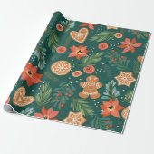 Cute Gingerbrood Man Boy Kerstcountry Cute Cadeaupapier (Uitgerold)