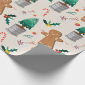 Cute Gingerbrood Man Candy Cane Kerstmis Cadeaupapier (Hoek)