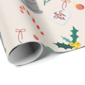 Cute Gingerbrood Man Candy Cane Kerstmis Cadeaupapier (Rol Hoek)