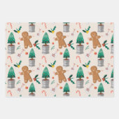 Cute Gingerbrood Man Candy Cane Kerstmis Inpakpapier Vel (Voorkant)