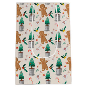 Cute Gingerbrood Man Candy Cane Kerstmis Medium Cadeauzakje