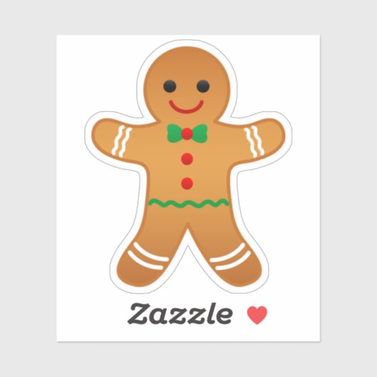 Cute Gingerbrood Man Contour Sticker (Vel)