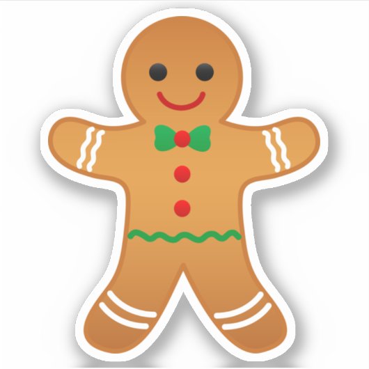 Cute Gingerbrood Man Contour Sticker (Voorkant)