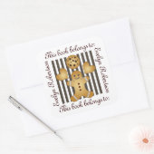 Cute Gingerbrood Man Cookie Bookplaat Vierkante Sticker (Envelop)
