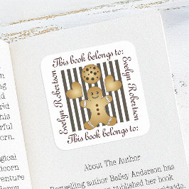 Cute Gingerbrood Man Cookie Bookplaat Vierkante Sticker