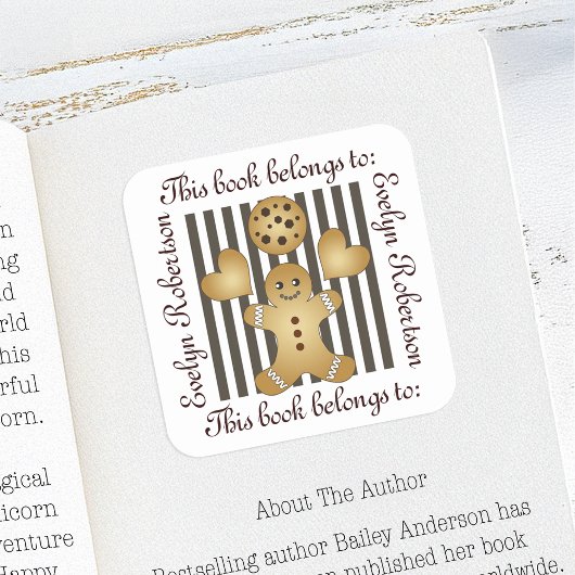Cute Gingerbrood Man Cookie Bookplaat Vierkante Sticker