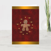 Cute Gingerbrood Man en Gold Kerstmis Kaart (Voorkant)