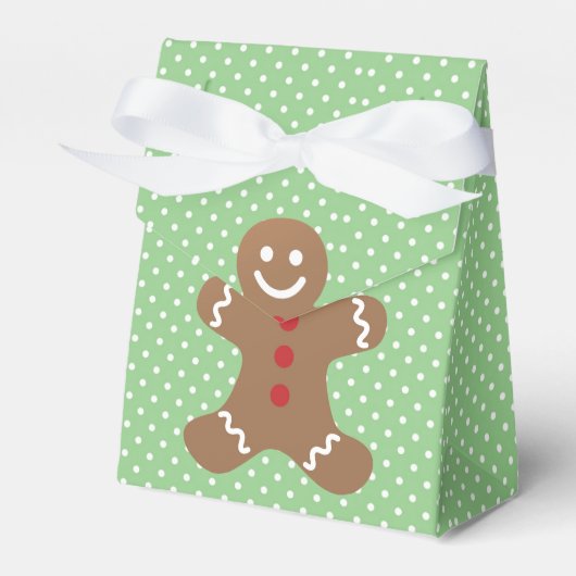Cute Gingerbrood Man en Green Polka Dots Bedankdoosjes (Voorkant Zijde)