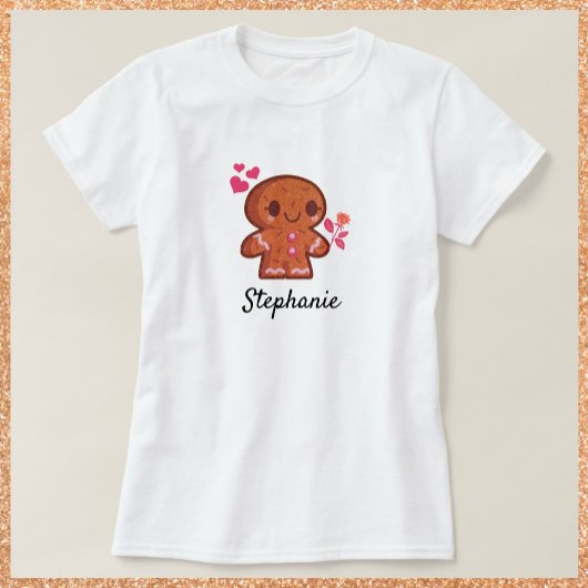 Cute Gingerbrood Man Flower T-Shirt