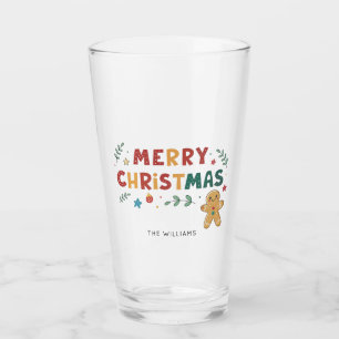 Cute Gingerbrood Man Gepersonaliseerd kerstfeest Glas