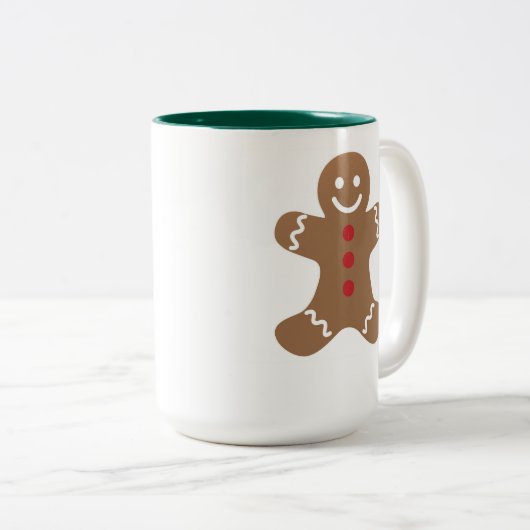 Cute Gingerbrood Man Gepersonaliseerd Tweekleurige Koffiemok (Voorkant rechts)