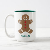 Cute Gingerbrood Man Gepersonaliseerd Tweekleurige Koffiemok (Links)