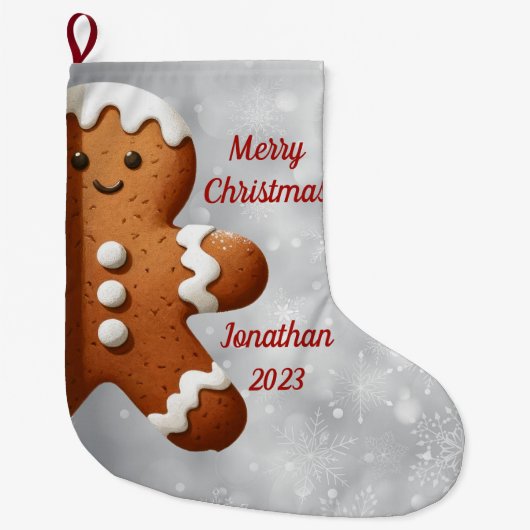 Cute Gingerbrood Man Grote Kerstsok (Voorkant)