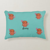 Cute Gingerbrood Man Heart and Flowers Accent Kussen (Voorkant)