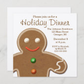 Cute Gingerbrood Man Holiday Party Kaart (Voorkant / Achterkant)
