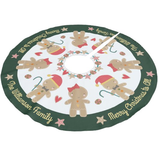 Cute Gingerbrood Man Holiday Rustic Custom Green Kerstboom Rok (Gekanteld)