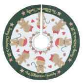 Cute Gingerbrood Man Holiday Rustic Custom Green Kerstboom Rok (Voorkant)