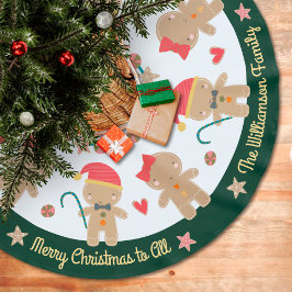 Cute Gingerbrood Man Holiday Rustic Custom Green Kerstboom Rok