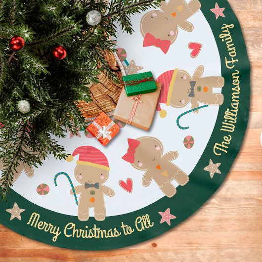 Cute Gingerbrood Man Holiday Rustic Custom Green Kerstboom Rok