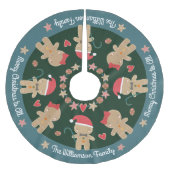 Cute Gingerbrood Man Holiday Rustige Green Custom Kerstboom Rok (Voorkant)