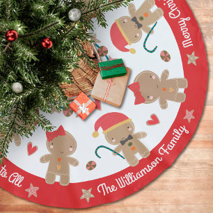 Cute Gingerbrood Man Holiday Rustige Naam Kerstboom Rok