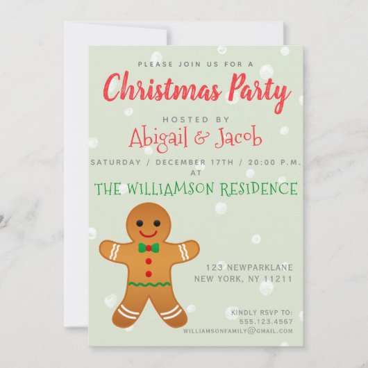 Cute Gingerbrood Man | Kerstfeestsage Green Kaart (Voorkant)