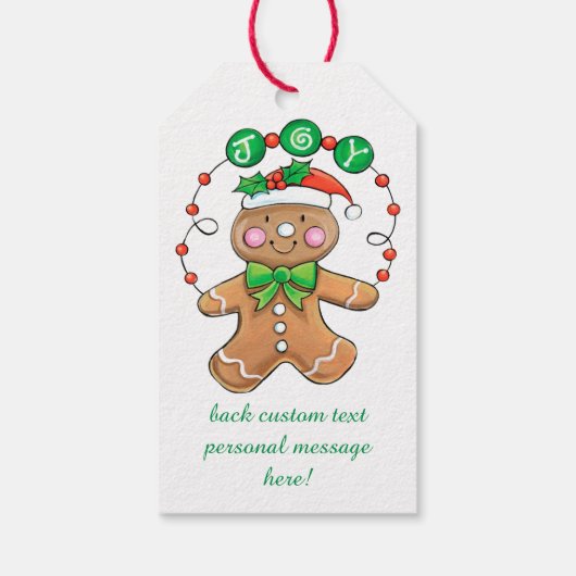 Cute Gingerbrood man, Kerstkoekjesjoy Cadeaulabel (Achterkant)