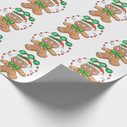 Cute Gingerbrood man, Kerstkoekjesjoy Cadeaupapier (Hoek)