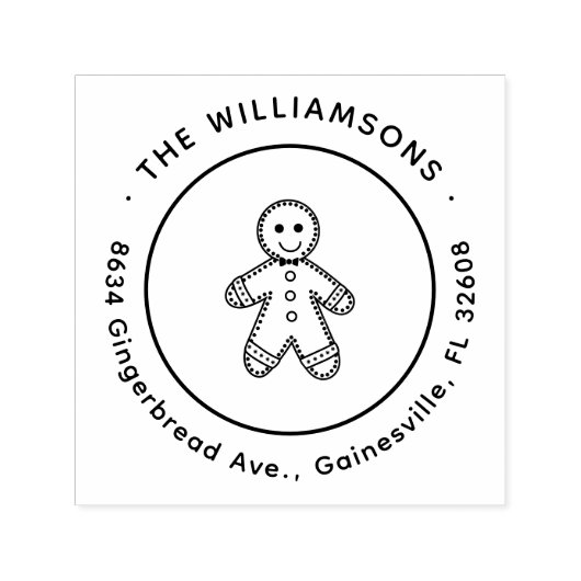Cute Gingerbrood Man - kerstterugzendadres Zelfinktende Stempel (Design)