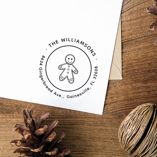 Cute Gingerbrood Man - kerstterugzendadres Zelfinktende Stempel