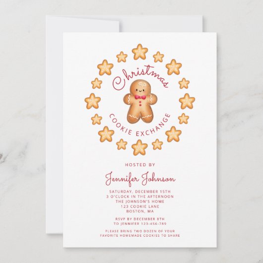 Cute Gingerbrood Man met kerstkoekjesuitwisseling Kaart (Voorkant)