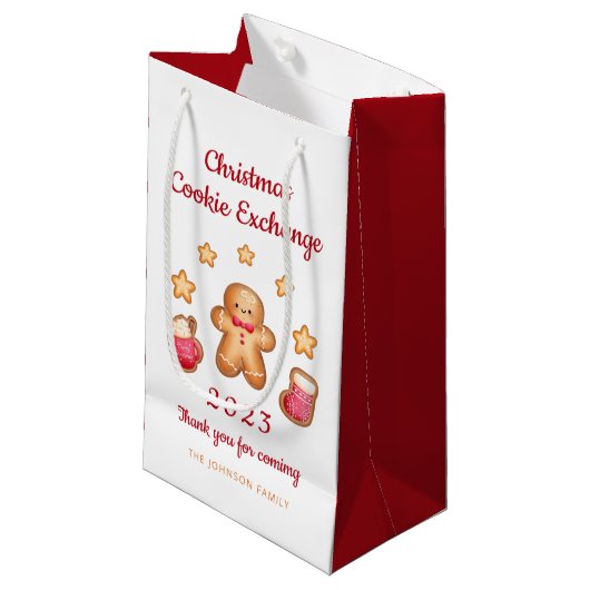 Cute Gingerbrood Man met kerstkoekjesuitwisseling Klein Cadeauzakje (Voorkant Gekanteld)
