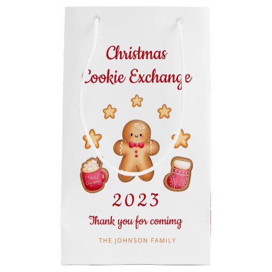 Cute Gingerbrood Man met kerstkoekjesuitwisseling Klein Cadeauzakje (Voorkant)