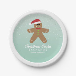 Cute Gingerbrood Man met kerstkoekjesuitwisseling Papieren Bordje