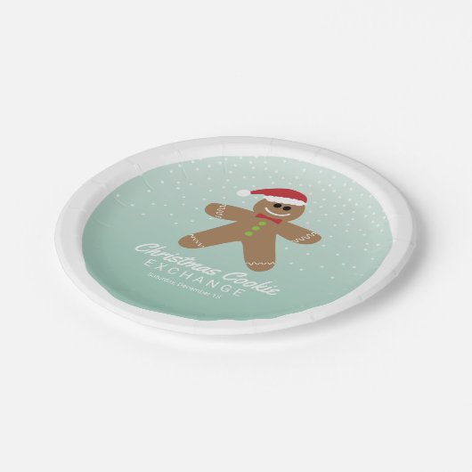 Cute Gingerbrood Man met kerstkoekjesuitwisseling Papieren Bordje (Gekanteld)