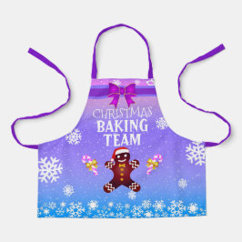 Cute Gingerbrood Man met Snowflakes Baking Team Schort