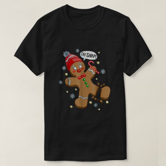 Cute Gingerbrood Man Oh Snap Funny Kerstmis Snoep T-shirt (Design voorkant)
