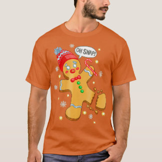 Cute Gingerbrood Man Oh Snap Funny Kerstmis Snoep T-shirt