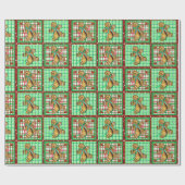 Cute Gingerbrood Man pakt kerstcadeaubonen aan Cadeaupapier (Vlak)