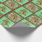 Cute Gingerbrood Man pakt kerstcadeaubonen aan Cadeaupapier (Hoek)