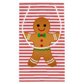 Cute Gingerbrood Man - Red Striged Kerstmis Klein Cadeauzakje (Achterkant)