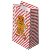 Cute Gingerbrood Man - Red Striged Kerstmis Klein Cadeauzakje (Voorkant Gekanteld)