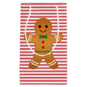 Cute Gingerbrood Man - Red Striged Kerstmis Klein Cadeauzakje (Voorkant)