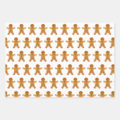 Cute Gingerbrood Man & Red Striped Kerstmis Inpakpapier Vel (Voorkant)