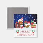 Cute Gingerbrood Man Train Merry Kerstmis Magneet (Voorkant / Achterkant)