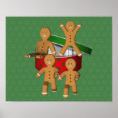 Cute Gingerbrood Men Cookies Kerstfeestdag Poster (Voorkant)