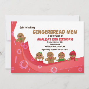 Cute Gingerbrood Men Invitation Kaart