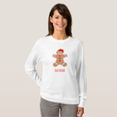 Cute Gingerbrood met Bow Ma Red Brown White T-shirt (Voorkant volledig)
